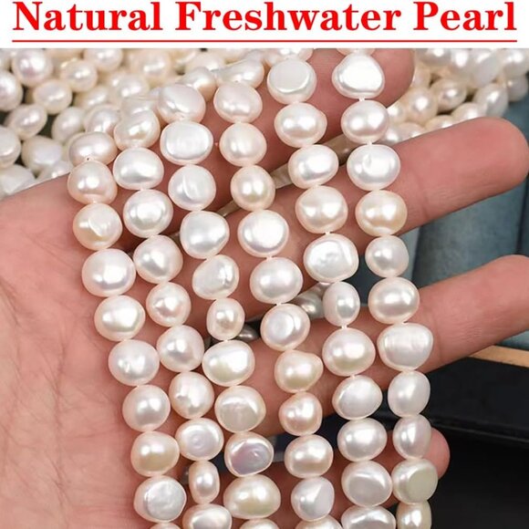 Natural Freshwater Baroque Pearl Necklace 14K Gold Plated Dainty Choker Necklace - Picture 5 of 7